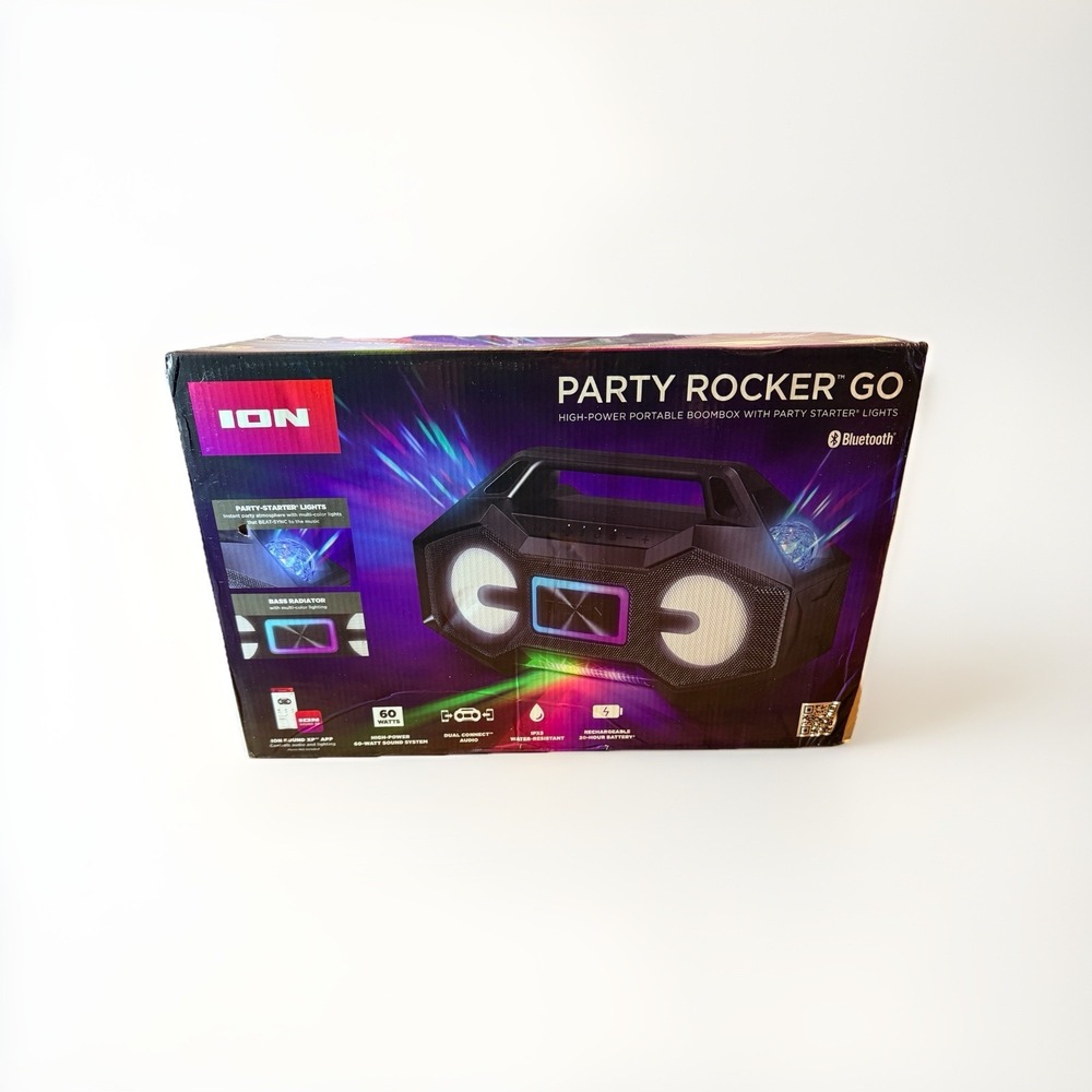 NEW ION Audio Party Rocker Go HighPower Boombox Portable Speaker w/Lights iSP147